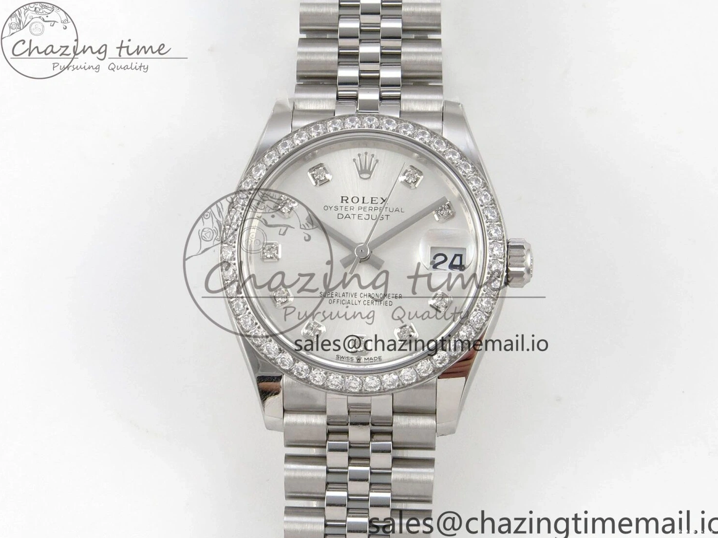0404 Lightweight DateJust 31 278384RBR THBF 1:1 Best Edition 904L Steel Silver Diamonds Dial Diamonds Bezel on SS Oyster Bracelet HZ Cal. 22